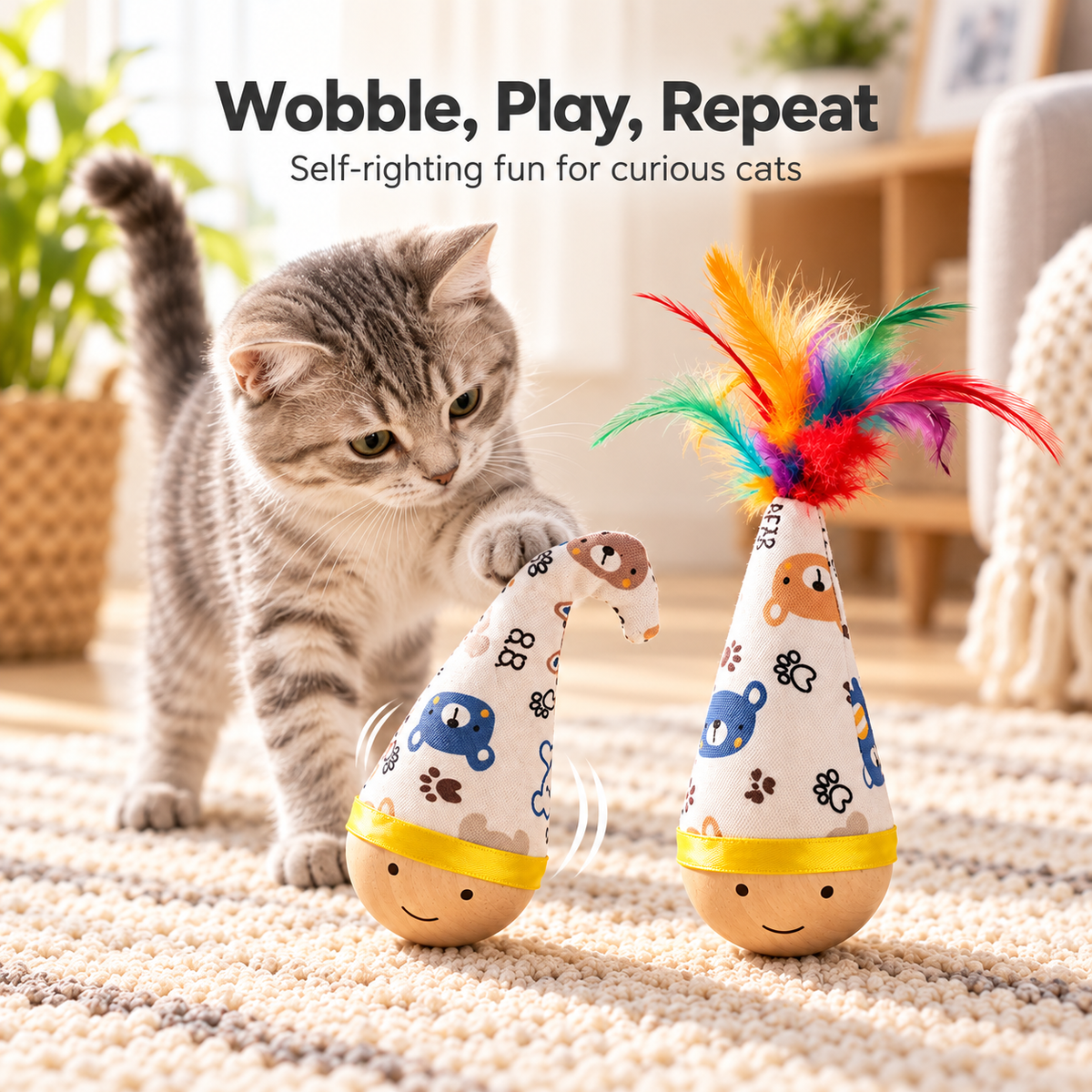 Self-Righting Cat Wobble Toy