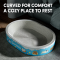 Dorimia curved cat scratcher bed with English comfort headline